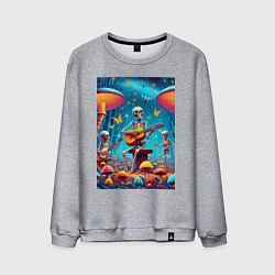 Мужской свитшот Соло скелета на гитаре под грибами