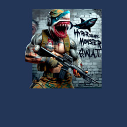 Свитшот хлопковый мужской Hyper shark monster swat - ai art fantasy, цвет: тёмно-синий — фото 2