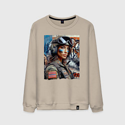 Мужской свитшот Крутая девчонка пилот ВВС