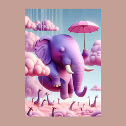 Свитшот хлопковый мужской Розовый слон под зонтом в облаках, цвет: пыльно-розовый — фото 2