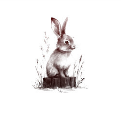 Свитшот хлопковый мужской Кролик на пеньке, цвет: белый — фото 2