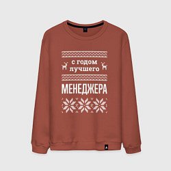 Свитшот хлопковый мужской С годом Менеджера, цвет: кирпичный