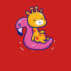 Свитшот хлопковый мужской Жираф в бассейне, цвет: красный — фото 2