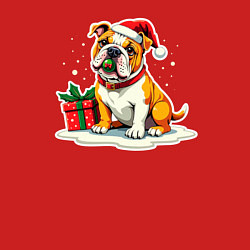 Свитшот хлопковый мужской Новогодний бульдог с игрушкой, цвет: красный — фото 2