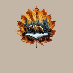 Свитшот хлопковый мужской Медведь на кленовом листе, цвет: миндальный — фото 2