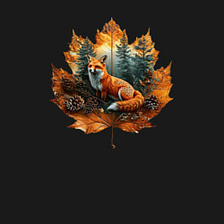 Свитшот хлопковый мужской Лиса и лист, цвет: черный — фото 2