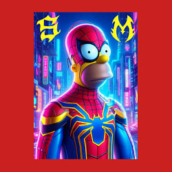 Свитшот хлопковый мужской Homer Simpson and Spider man - collaboration, цвет: красный — фото 2