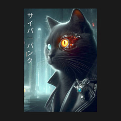 Свитшот хлопковый мужской Black cat - cyberpunk, цвет: черный — фото 2