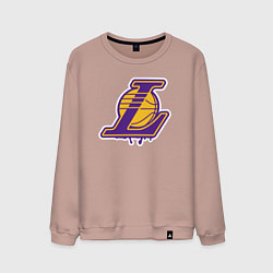 Свитшот хлопковый мужской Lakers team, цвет: пыльно-розовый