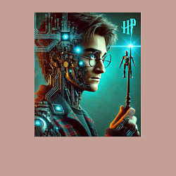 Свитшот хлопковый мужской Harry Potter - cyberpunk fantasy, цвет: пыльно-розовый — фото 2