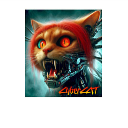 Свитшот хлопковый мужской Super cyber red cat - ai art fantasy, цвет: белый — фото 2
