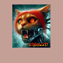 Свитшот хлопковый мужской Super cyber red cat - ai art fantasy, цвет: пыльно-розовый — фото 2