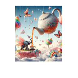 Свитшот хлопковый мужской Чаепитие крылатого слона - психоделика, цвет: белый — фото 2