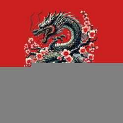 Свитшот хлопковый мужской Japanese dragon and sakura - irezumi, цвет: красный — фото 2