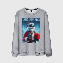 Мужской свитшот Кот с пистолетом и подарком