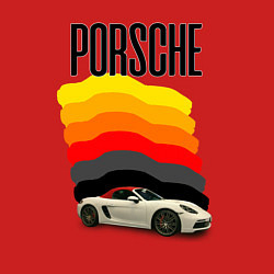 Свитшот хлопковый мужской Автомобиль Porsche на фоне флага ФРГ, цвет: красный — фото 2