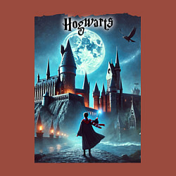 Свитшот хлопковый мужской Nightly Hogwarts - neon glow, цвет: кирпичный — фото 2