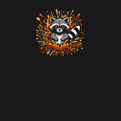 Свитшот хлопковый мужской Забавный енот в брызгах краски, цвет: черный — фото 2