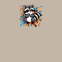 Свитшот хлопковый мужской Енот и разноцветные брызги, цвет: миндальный — фото 2