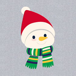 Свитшот хлопковый мужской Праздничный снеговик в красной шапочке, цвет: меланж — фото 2