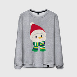 Мужской свитшот Праздничный снеговик в красной шапочке