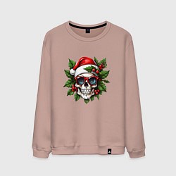 Мужской свитшот Рождественский венок с черепом