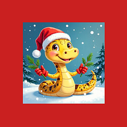 Свитшот хлопковый мужской Символ 2025 нового года змея в шаке Санты, цвет: красный — фото 2