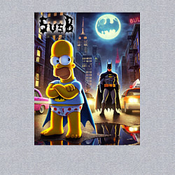 Свитшот хлопковый мужской Homer Simpson vs Batman - ai art joke, цвет: меланж — фото 2