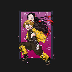 Свитшот хлопковый мужской Клинок рассекающий демонов: Незуко Камадо и Зеницу, цвет: черный — фото 2