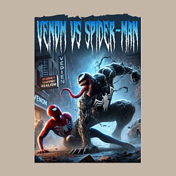 Свитшот хлопковый мужской Venom vs Spider-Man - neon glow, цвет: миндальный — фото 2