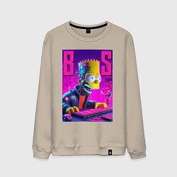 Свитшот хлопковый мужской Bart Simpson - cyber gamer, цвет: миндальный