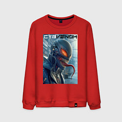 Свитшот хлопковый мужской Перерождение ядовитой слизи в киберпанк - Веном, цвет: красный