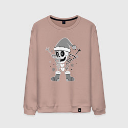 Мужской свитшот Новогодний скелетик чб