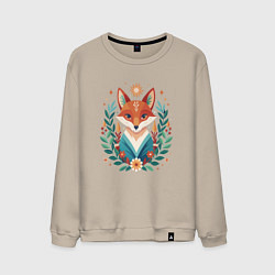 Мужской свитшот Лис с венком из ветвей