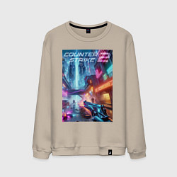 Свитшот хлопковый мужской Counter Strike 2 - metropolis, цвет: миндальный