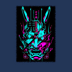 Свитшот хлопковый мужской Киберпанк самурай цифровой, цвет: тёмно-синий — фото 2