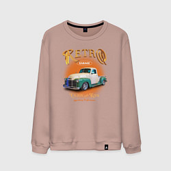 Свитшот хлопковый мужской Ретро гараж и автомобиль Chevrolet Thriftmaster, цвет: пыльно-розовый