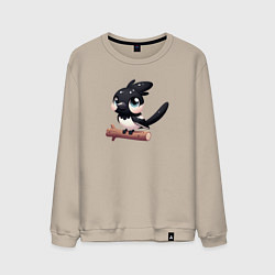 Свитшот хлопковый мужской Милая сорока на ветке, цвет: миндальный