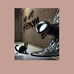 Свитшот хлопковый мужской Cat and Symbiote - we are Venom meme, цвет: пыльно-розовый — фото 2