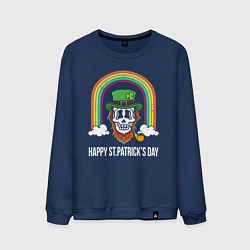 Свитшот хлопковый мужской Happy St Patricks day - skull, цвет: тёмно-синий