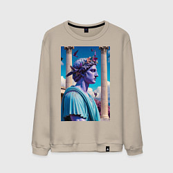 Свитшот хлопковый мужской Античный герой и архитектура, цвет: миндальный