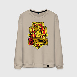 Свитшот хлопковый мужской Hogwarts - gryffindor logo, цвет: миндальный