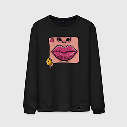 Свитшот хлопковый мужской Smile and lips, цвет: черный