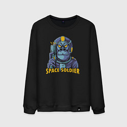Свитшот хлопковый мужской Monkey space soldier, цвет: черный