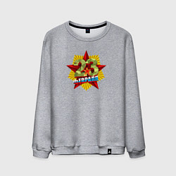 Свитшот хлопковый мужской 23 февраля - Красная звезда, цвет: меланж
