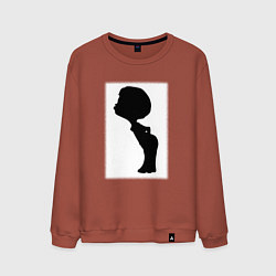 Свитшот хлопковый мужской Силуэт поцелуй он - для пары, цвет: кирпичный