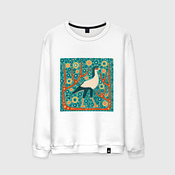 Свитшот хлопковый мужской Птица секретарь, цвет: белый