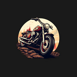 Свитшот хлопковый мужской Мотоцикл на фоне заката, цвет: черный — фото 2