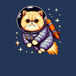 Свитшот хлопковый мужской Котик бравый космонавт с джетпаком, цвет: тёмно-синий — фото 2