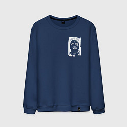 Свитшот хлопковый мужской Девушка с оскалом в маске, цвет: тёмно-синий